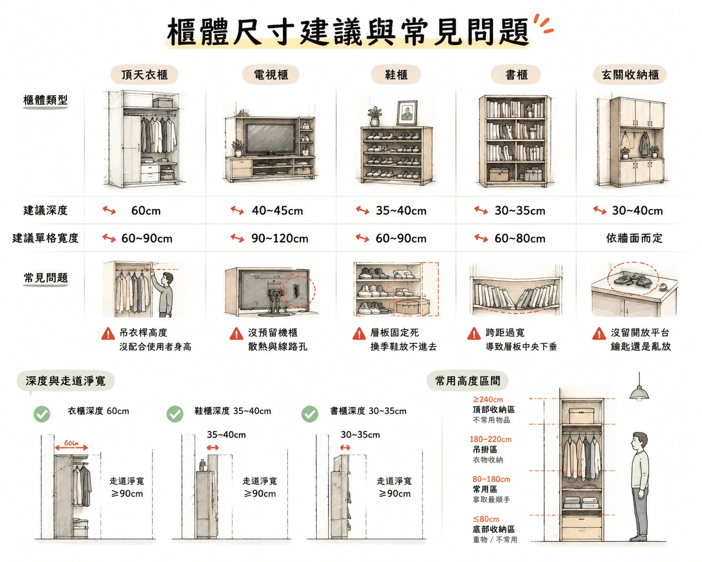 櫃體尺寸建議與系統櫃設計常見問題